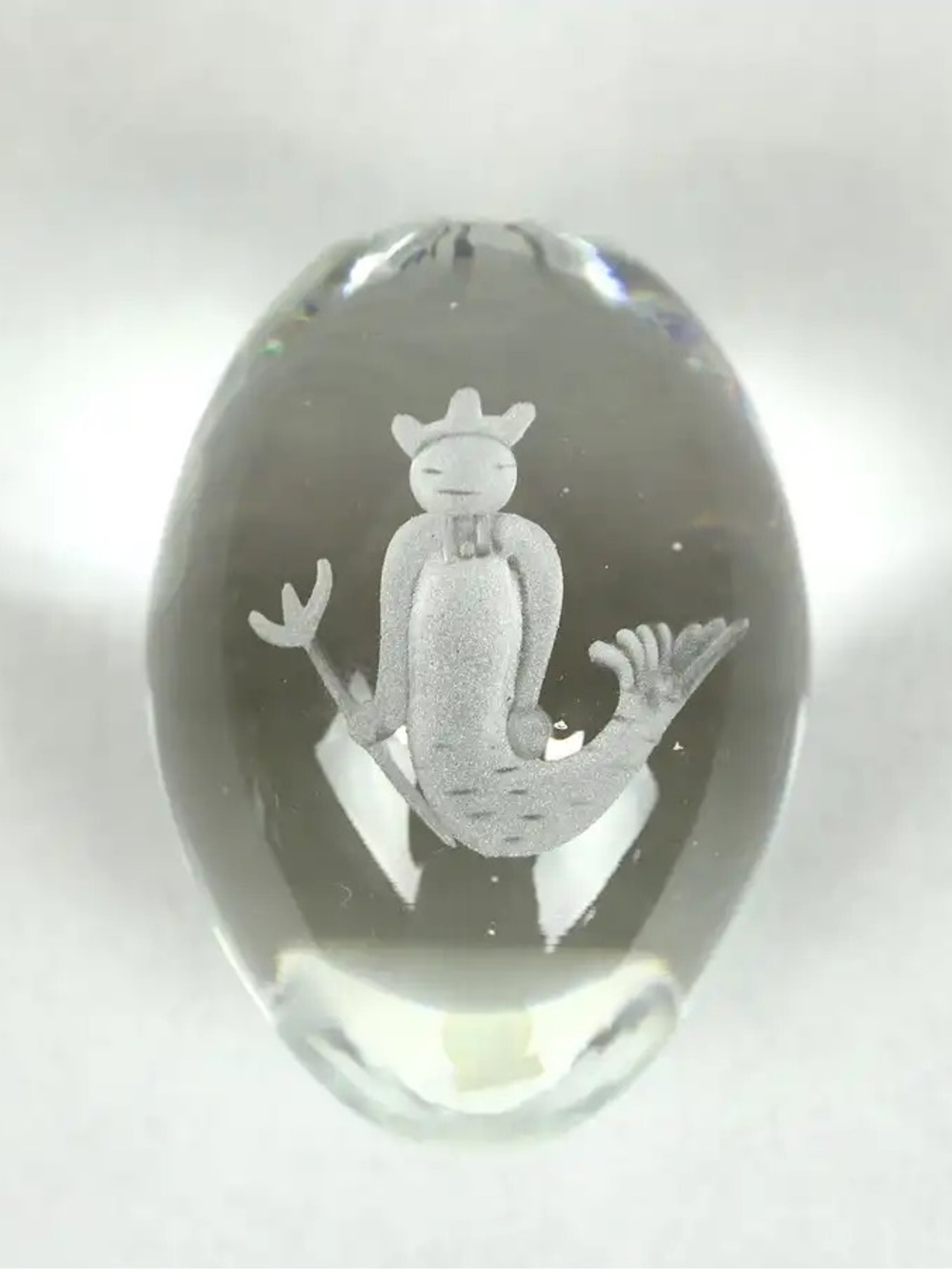 Mermaid Egg Shaped Crystal Paperweight, Ekenas, Sweden